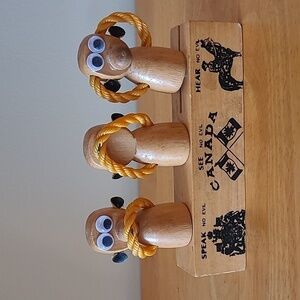 VINTAGE 1970s Canada Souvenir Barware Set, 'Speak, Hear, See No Evil Monkeys'